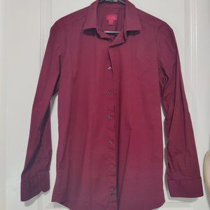 Slim Fit Burgundy Dress Shirt